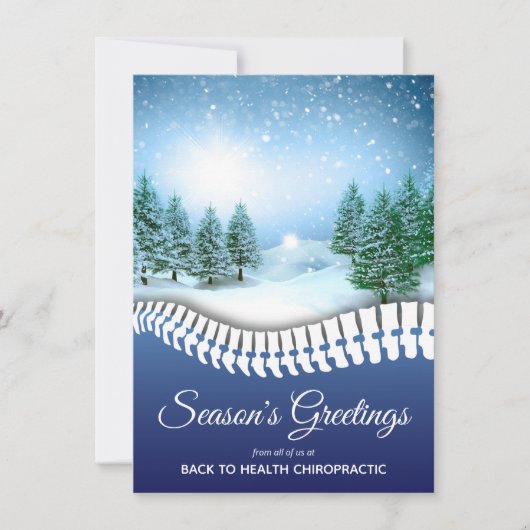 Winterscène Blue Chiropractic Feestdagenkaart (Voorkant)