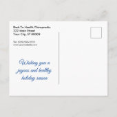 Winterscène Blue Chiropractic Feestdagenkaart (Achterkant)