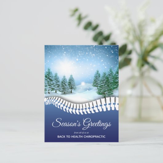 Winterscène Blue Chiropractic Feestdagenkaart (Staand voorkant)