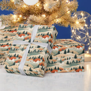 Winterscène Bomen Bergen Sneeuw Cadeaupapier