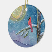 Winterscene Cardinals Keramisch Ornament (Links)