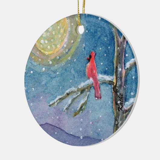 Winterscene Cardinals Keramisch Ornament (Links)