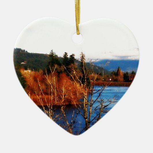 Winterscène Columbia Gorge Keramisch Ornament (Voorkant)