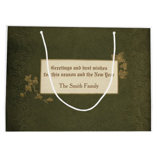  winterscène en kerstbegroeting groot cadeauzakje (Achterkant)