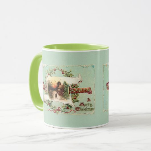 winterscène en kerstbegroeting mok (Voorkant links)