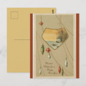  winterscène en Pareltjes Gelukkig Nieuwjaar Briefkaart (Voorkant / Achterkant)