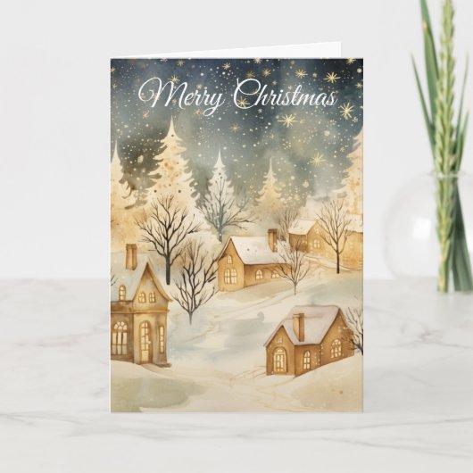 Winterscène Feestdagen Kaart (Voorkant)