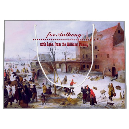 Winterscène Fine Art Kerstmis Large Cadeautasje (Achterkant)