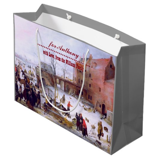 Winterscène Fine Art Kerstmis Large Cadeautasje (Achterkant Gekanteld)