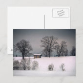 Winterscène, heuvel en bomen, hut briefkaart (Voorkant / Achterkant)