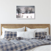 Winterscène, heuvel en bomen, hut canvas afdruk (Insitu (Slaapkamer))