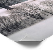 Winterscène, heuvel en bomen, hut poster (Hoek)