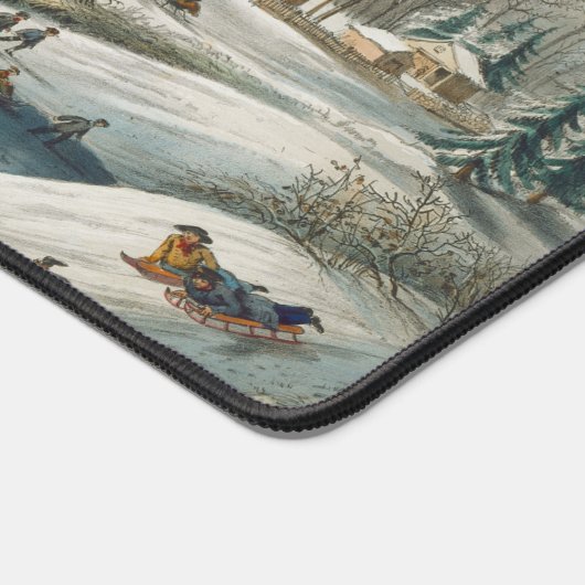  winterscène Ice Skating Holiday Kerstmis Bureaumat (Hoek)