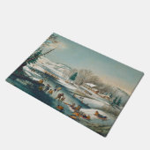 winterscène Ice Skating Holiday Kerstmis Deurmat (Schuin)