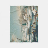  winterscène Ice Skating Holiday Kerstmis Fleece Deken (Voorkant)