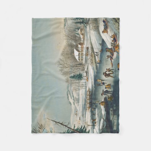  winterscène Ice Skating Holiday Kerstmis Fleece Deken (Voorkant)