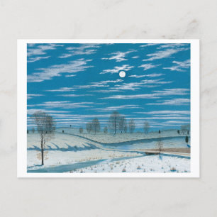 Winterscène in Moonlight Schilderen Briefkaart