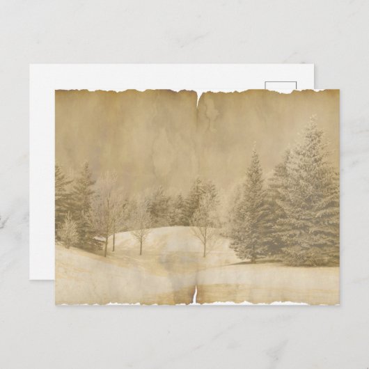 Winterscène in Sepia en perkament Briefkaart (Voorkant / Achterkant)