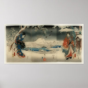 winterscène -  Japanse kunst Poster
