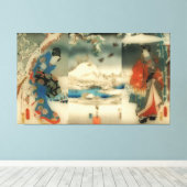 winterscène - Japanse kunstdriepoot Canvas Afdruk (Insitu (Houten vloer))