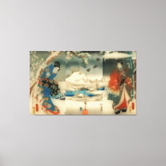 winterscène - Japanse kunstdriepoot Canvas Afdruk (Voorkant)