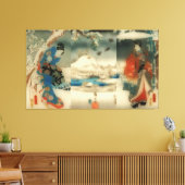 winterscène - Japanse kunstdriepoot Canvas Afdruk (Insitu (Woonkamer))