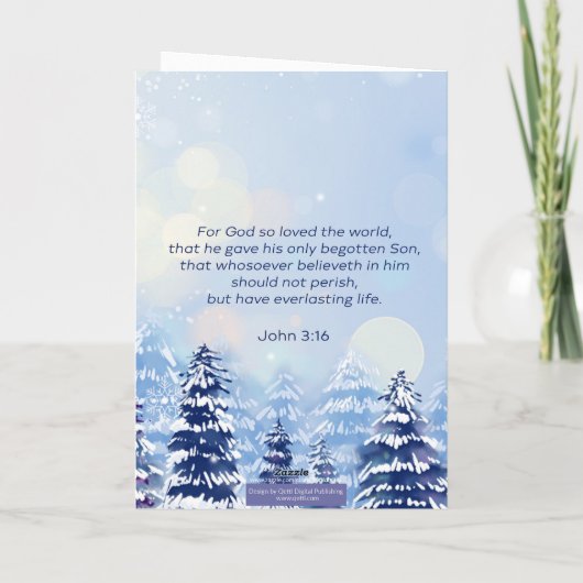 Winterscène Johannes 3:16 Eeuwig leven Kerstmis Kaart (Achterkant)