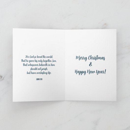 Winterscène Johannes 3:16 Eeuwig leven Kerstmis Kaart (Binnen)