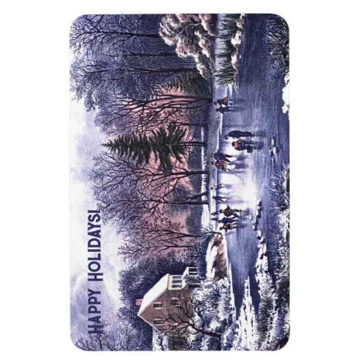 winterscène. kerstcadeau magneet (Verticaal)