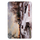 winterscène. kerstcadeau magneet (Verticaal)