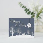 Winterscène logo voor vreugde feestdagenkaart (Staand voorkant)
