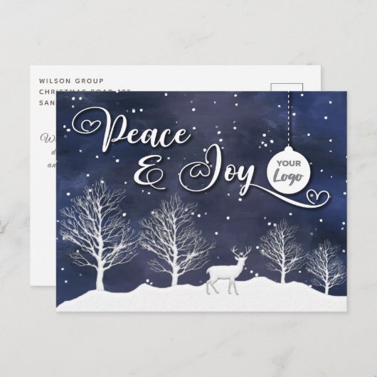 Winterscène logo voor vreugde feestdagenkaart (Voorkant / Achterkant)