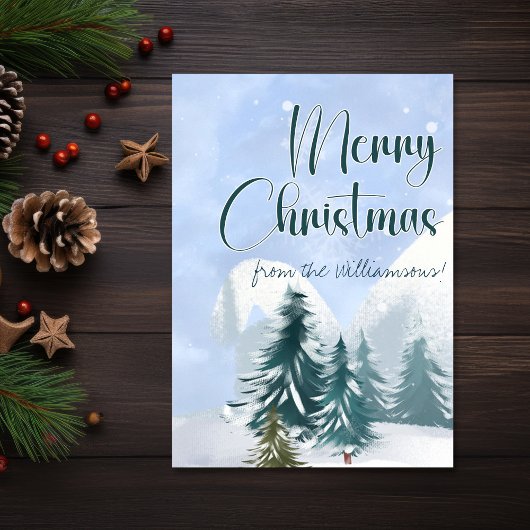 Winterscène Lukas 2:7 Eerstgeborene Kerstman Kaart