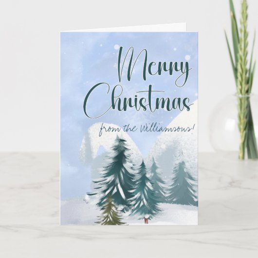 Winterscène Lukas 2:7 Eerstgeborene Kerstman Kaart (Voorkant)