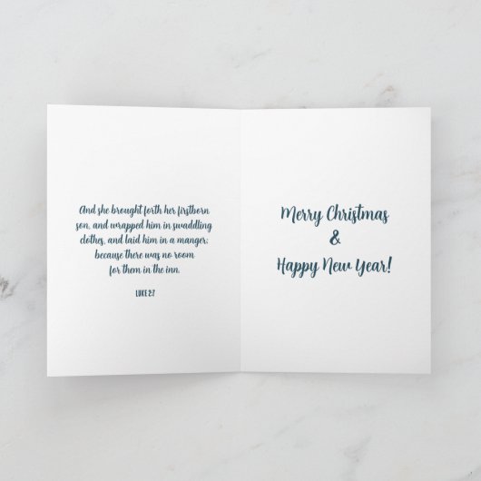 Winterscène Lukas 2:7 Eerstgeborene Kerstman Kaart (Binnen)
