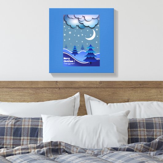 WINTERSCENE "MERRY CHRISTMAS" CANVAS AFDRUK (Insitu (Slaapkamer))