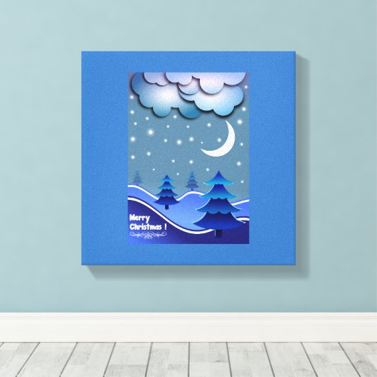 WINTERSCENE "MERRY CHRISTMAS" CANVAS AFDRUK (Insitu (Houten vloer))