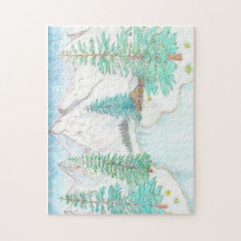 Winterscene met bergen Legpuzzel