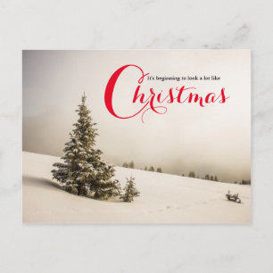 Winterscene met boom - briefkaart