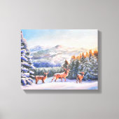 Winterscène met drie hertenprint canvas afdruk (Voorkant)