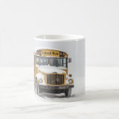 Winterscene met een gele schoolbus koffiemok (Center)