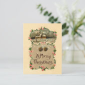  winterscène met Floral-grens Briefkaart (Staand voorkant)