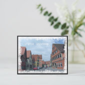 Winterscène met huizen briefkaart (Staand voorkant)