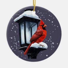 Winterscène met Kardinaal Vogelvakantie Kerstmis Keramisch Ornament