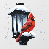 Winterscène met Kardinaal Vogelvakantie Kerstmis Raamsticker (Vel)