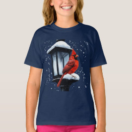 Winterscène met Kardinaal Vogelvakantie Kerstmis T-shirt
