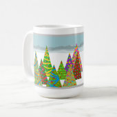 Winterscène met kerstbomen koffiemok (Voorkant links)