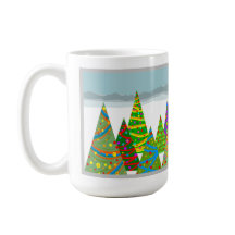 Winterscène met kerstbomen