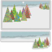 Winterscène met kerstbomen sticker (Voorkant)