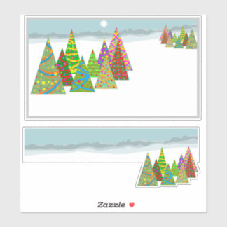 Winterscène met kerstbomen sticker